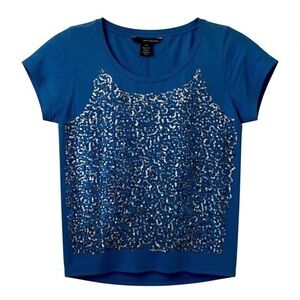 CALVIN KLEIN | Women’s Blue & Silver Sequin Shirt Size Large